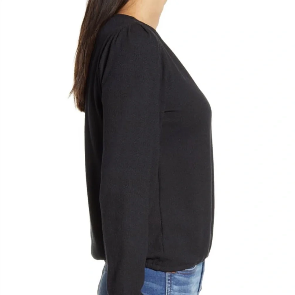 Madewell Puff Sleeve Faux Wrap Top - XXS